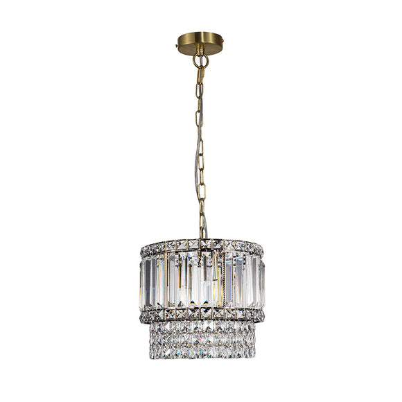 3 Light Chandelier 300mm Crystal Antique Brass (01529ISL03AB)