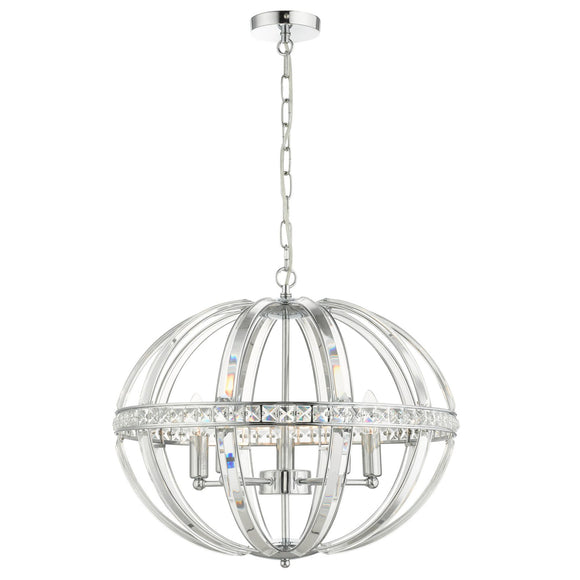 5 Light Oval Pendant Crystal Polished Chrome (01529LAU05CH)