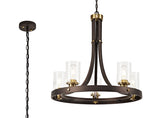 5 Light Ceiling Pendant - Brown Oxide/Bronze with Clear Glass Shades (1230LOA24A)