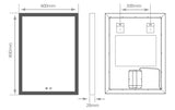 Tunable LED Bathroom Mirror 600 x 800 mm IP44 Dimmable Demister (1356MILSY9007)