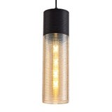 Single Tube Pendant 1 Light E27, Black/Amber Glass (1230SYM135C)