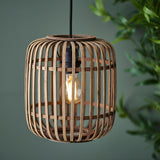 1 Light Pendant Bamboo Cage Design with Matt Black Finish (0711MAT101777)