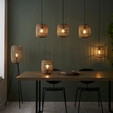 1 Light Pendant Bamboo Cage Design with Matt Black Finish (0711MAT101777)