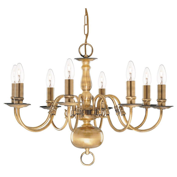 8 Light Ceiling Pendant - Antique Brass (048310198AB)