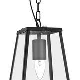 Indoor Lantern - 1 Light Pendant Matt Black with Glass (0483LAN4614BK)