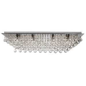 8 Light Rectangular Flush Ceiling Light - Chrome & Clear Round Crystal (0483HAN67288CC)