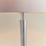 USB Table Lamp in bright nickel plate with a mink faux silk shade (0711SYO72175)