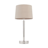 USB Table Lamp in bright nickel plate with a mink faux silk shade (0711SYO72175)