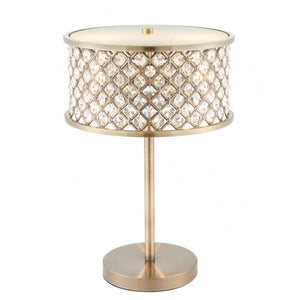 Crystal and Antique Brass Table Lamp (0711HUD72749)