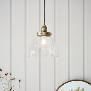 1 Light Pendant in Antique Brass Finish with Clear Glass Shades (0711HAN77272)