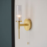 Wall Light fitting with Pull Switch in Satin Brushed Gold (0711TAL96163)