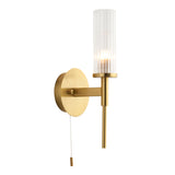 Wall Light fitting with Pull Switch in Satin Brushed Gold (0711TAL96163)