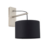 Wall light in matt nickel with black shade (0711STY92628)