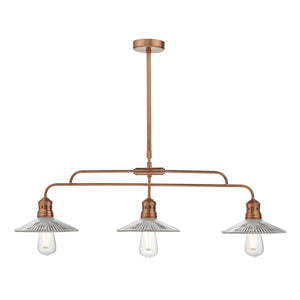 3 light Bar Pendant Brushed Copper & Glass (0183ADE7364)