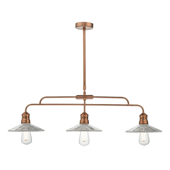 3 light Bar Pendant Brushed Copper & Glass (0183ADE7364)