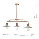 3 light Bar Pendant Brushed Copper & Glass (0183ADE7364)