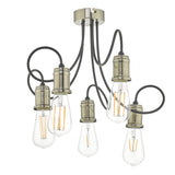 5 Light Semi Flush Antique Brass & Black (0183ALZ5475)