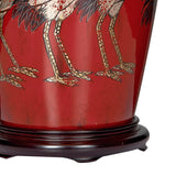 Table Lamp Red With Bird Detail comes with Taupe Faux Silk Shade (0183BER4225)