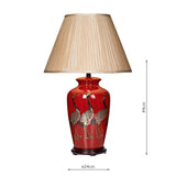 Table Lamp Red With Bird Detail comes with Taupe Faux Silk Shade (0183BER4225)