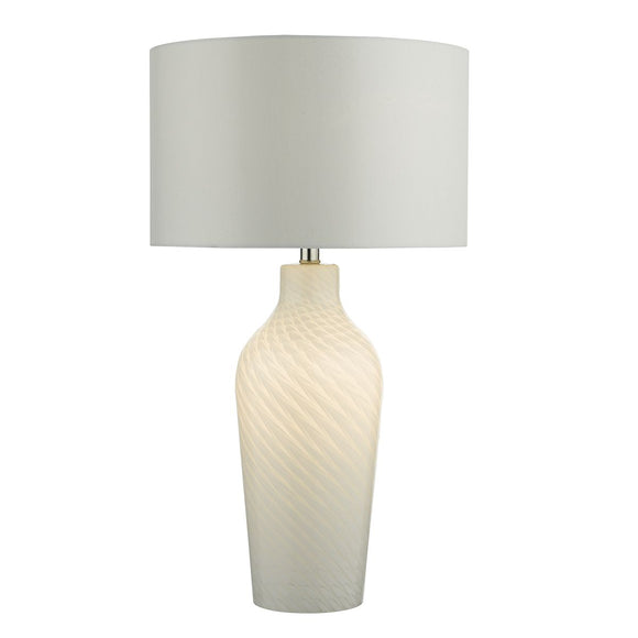 Dual Source Textured White Table Lamp White complete With white Shade (0183CIB422)
