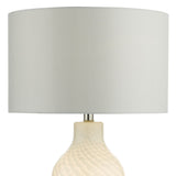 Dual Source Textured White Table Lamp White complete With white Shade (0183CIB422)
