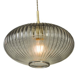 1 light pendant Smoked Glass Antique Brass Detail With Shade (0183EDM0175)