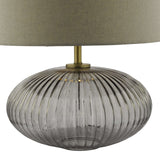 Table Lamp Smoked Glass Antique Brass Detail With Shade (0183EDM4275)