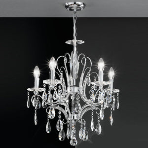 5 light chandelier in Polished Chrome with crystals (0194BROFL21565)