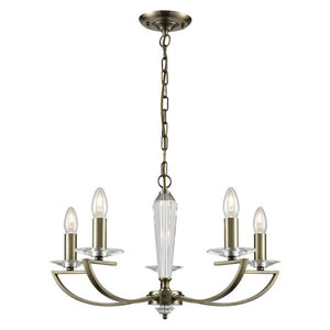 5 Light Chandelier in Bronze Finish with a Crystal Glass Column and Sconces (0194ARTFL22425)