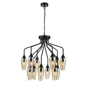 12 Light Pale Amber glass chandelier (0194TAPFL242012346)