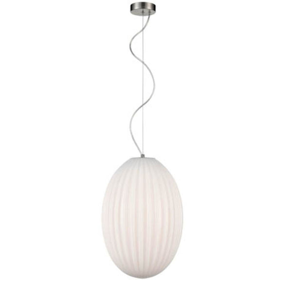 1 Light Large Pendant in Satin Nickel and Opal Glass  (0194ALMPCH228)