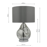 Mouth Blown Smoked Grey Glass Table lamp complete With Charcoal Grey Shade (0183QUI4210)