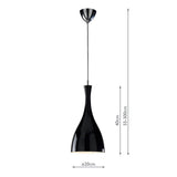 1 Light Pendant in polished chrome with a Black glass shade. (0183TON8622)