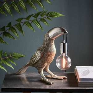 Toucan vintage silver table lamp (0711ANI95076)