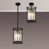 1 Light Dual Pendant in Satin Black with Clear Crystals (1230CHA79A)