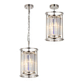 1 Light Dual Pendant in Polished Nickel with Clear Crystals (1230CHA80A)