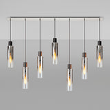 Tall 7 Light Adjustable Linear Pendant, Black / Smoke Fade Glass (1230CHE04B)