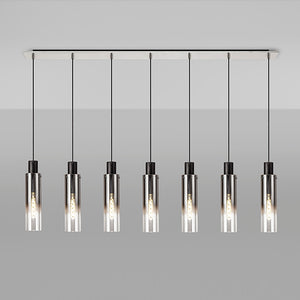 Tall 7 Light Adjustable Linear Pendant, Black / Smoke Fade Glass (1230CHE04B)