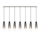 Tall 7 Light Adjustable Linear Pendant, Black / Smoke Fade Glass (1230CHE04B)