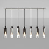 Tall 7 Light Adjustable Linear Pendant, Black / Smoke Fade Glass (1230CHE04B)