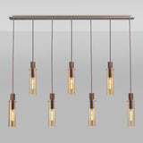 Tall 7 Light Adjustable Linear Pendant, Mocha / Amber Glass (1230CHE23K)