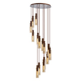 Tall 15 Light Round Pendant, Mocha / Amber Glass (1230CHE23F)