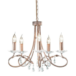 5 Light Chandelier – Silver/Gold with crystals (0178CHR5)