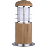 1 Light 24cm Mini Outdoor Pedestal - Teak/ Stainless Steel finish - IP55 (0178POOMB)