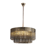 12 Light Ceiling Pendant in Polished Nickel finish with Smoked Sculpted Glass (1230GEN60G)