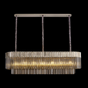 7 Light Rectangle Pendant in Polished Nickel finish with Smoked Sculpted Glass (1230KOL59G)