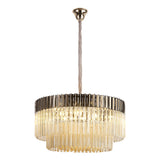 12 Light Ceiling Pendant in Polished Nickel finish with Cognac Sculpted Glass (1230GEN60F)