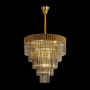 19 Light Ceiling Pendant in Brass finish with Clear Sculpted Glass (1230GEN28A)