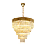 19 Light Ceiling Pendant in Brass finish with Cognac Sculpted Glass (1230GEN62A)