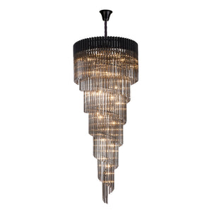 31 Light Ceiling Pendant in Matt Black finish with Smoked Sculpted Glass (1230GEN64E)